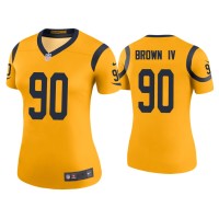 Women Los Angeles Rams #90 Color Rush Legend Earnest Brown IV Gold Jersey Women Los Angeles Rams #90 Color Rush Legend Earnest Brown IV Gold Jersey