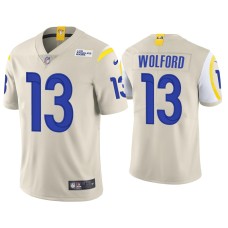 Men Los Angeles Rams #13 John Wolford Vapor Limited Bone Jersey Men Los Angeles Rams #13 John Wolford Vapor Limited Bone Jersey