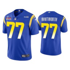 Men Los Angeles Rams #77 Andrew Whitworth Royal Super Bowl LVI Limited Jersey Men Los Angeles Rams #77 Andrew Whitworth Royal Super Bowl LVI Limited Jersey