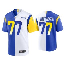 Men Los Angeles Rams #77 Andrew Whitworth Royal White 2021 Split Game Jersey