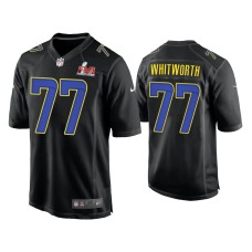 Men Los Angeles Rams #77 Andrew Whitworth Super Bowl LVI Black Game Fashion Jersey