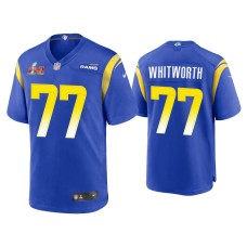 Men Los Angeles Rams #77 Andrew Whitworth Super Bowl LVI Royal Game Jersey Men Los Angeles Rams #77 Andrew Whitworth Super Bowl LVI Royal Game Jersey
