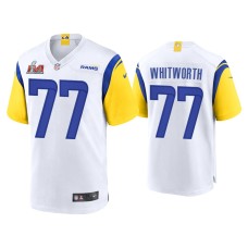 Men Los Angeles Rams #77 Andrew Whitworth Super Bowl LVI White Game Jersey Men Los Angeles Rams #77 Andrew Whitworth Super Bowl LVI White Game Jersey