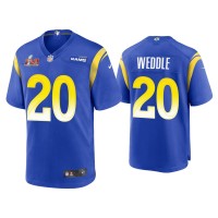 Men Los Angeles Rams #20 Eric Weddle Super Bowl LVI Royal Game Jersey Men Los Angeles Rams #20 Eric Weddle Super Bowl LVI Royal Game Jersey