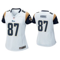Women Los Angeles Rams #87 Jacob Harris White Game Jersey Women Los Angeles Rams #87 Jacob Harris White Game Jersey