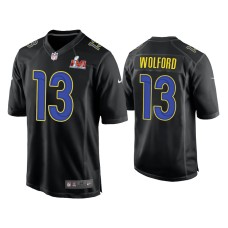 Men Los Angeles Rams #13 John Wolford Super Bowl LVI Black Game Fashion Jersey Men Los Angeles Rams #13 John Wolford Super Bowl LVI Black Game Fashion Jersey